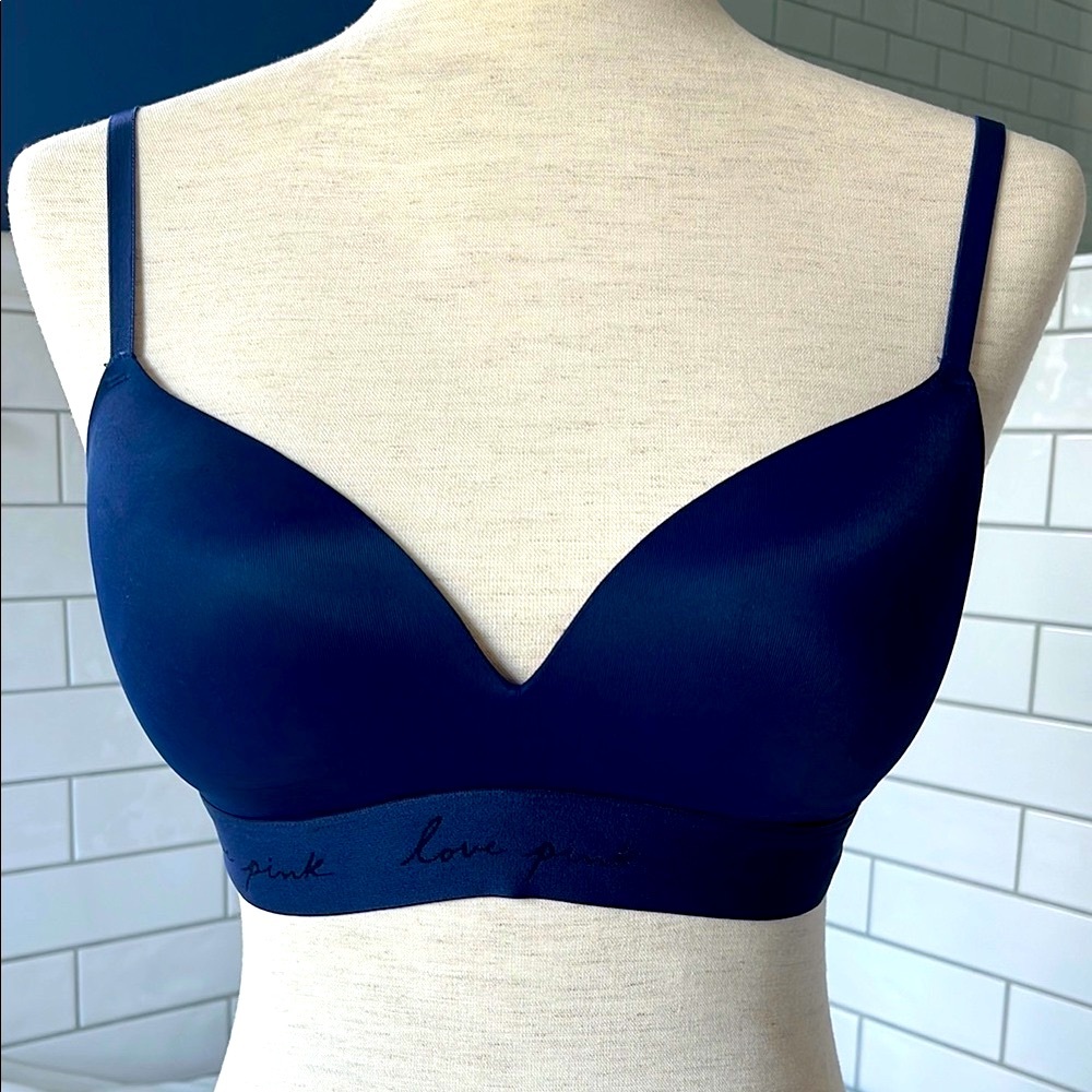 PINK Victoria's Secret Blue Wireless Bra with Adjustable Straps